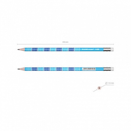 7024-LAPIZ DE GRAFITO DE SECCION REDONDA CON GOMA DE BORRAR 2X2 HB ERICH KRAUSE 45619