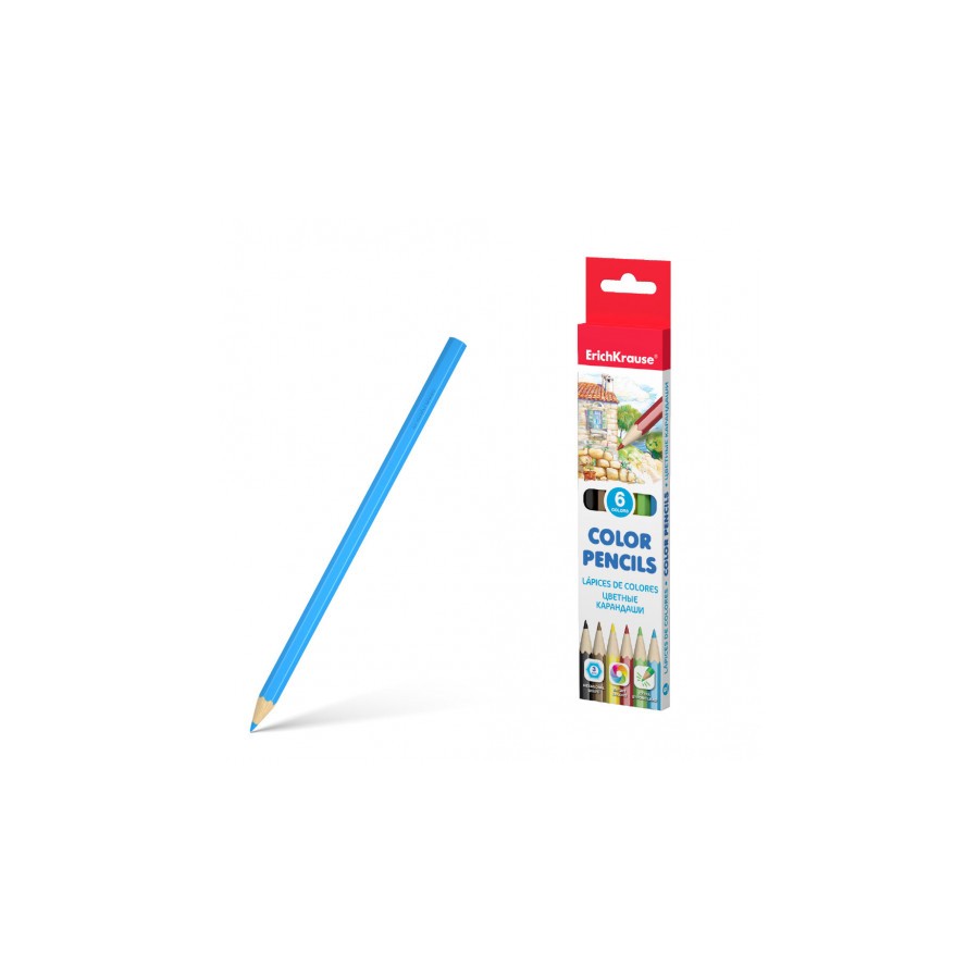 7061-CAJA LAPICES DE COLORES HEXAGONAL 6 COLORES ERICH KRAUSE 49881