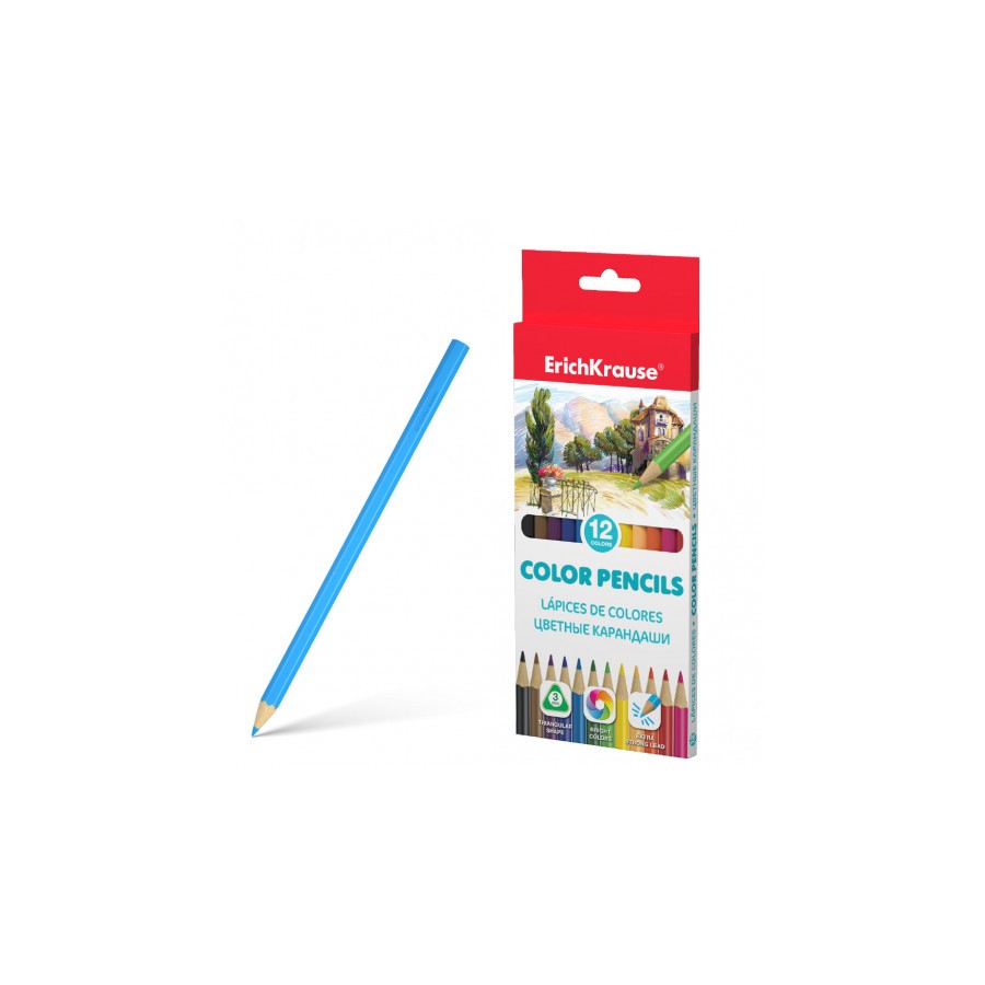 7081-CAJA LAPICES DE COLORES TRIANGULAR 12 COLORES ERICH KRAUSE 49886