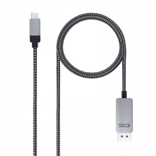 Nanocable 10.15.5002 adaptador de cable de video 1,8 m USB Tipo C DisplayPort Aluminio, Negro