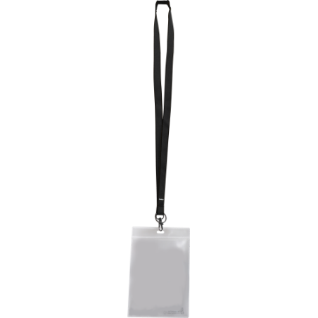 PACK 10 FUNDAS PVC 122X180MM  2 COMPARTIMENTOS PORTADOCUMENTOS + CINTA COLGANTE LANYARD NEGRA TARIFOLD 335105