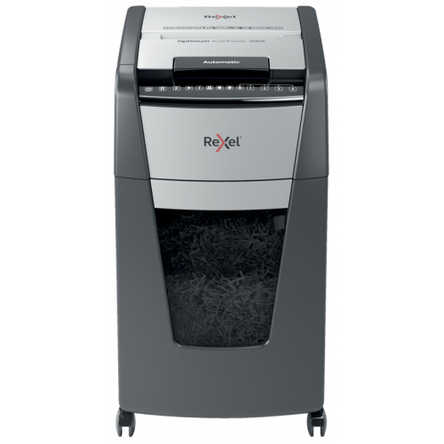 7178-Rexel Optimum AutoFeed+ 300X triturador de papel Corte cruzado 55 dB 23 cm Negro, Plata