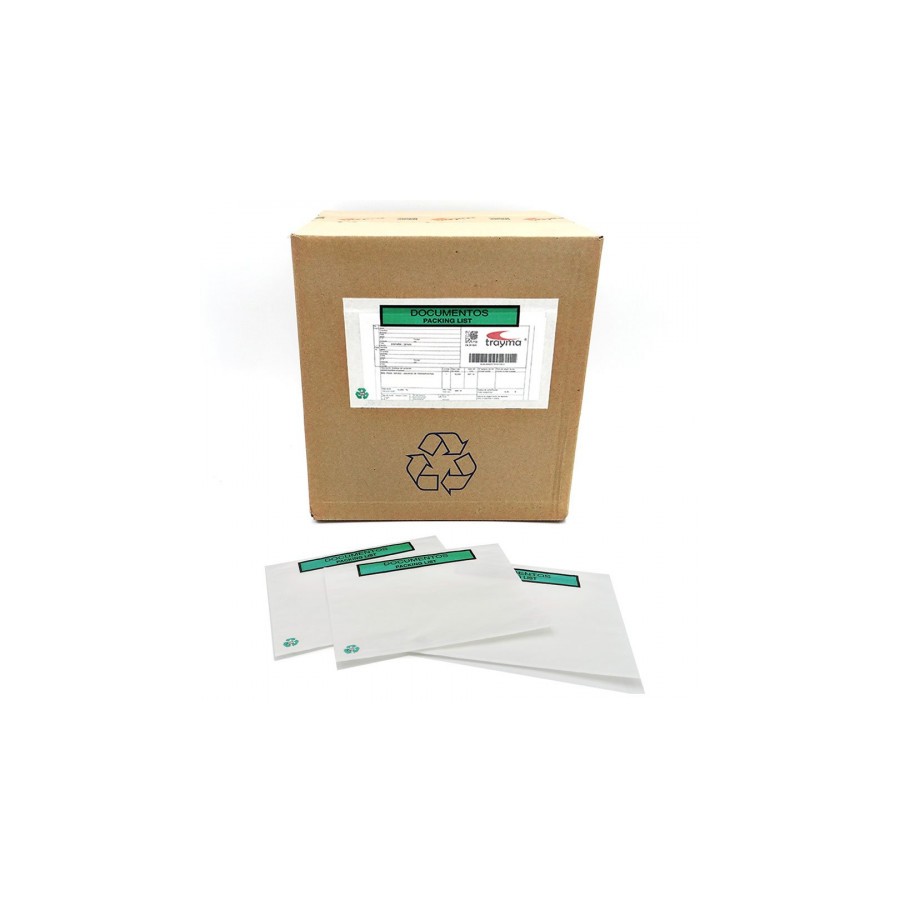7243-CAJA 1000 SOBRES ADHESIVOS PACK LIST 100% PAPEL 240X175 MM IMPRESO DOCUMENTOS PACKING LIST S2758 F-P