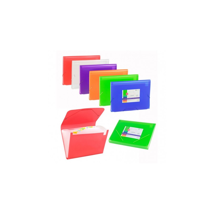 7266-ACORDEON POLIPROPILENO TRASLUCIDO FOLIO 13 DEPARTAMENTOS GOMA VERDE CARCHIVO 1913KF51