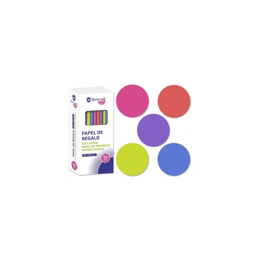 7273-ROLLO PAPEL DE REGALO NEON 70X200 CM BISMARK 328713