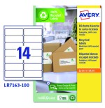 7305-CAJA 100 ETIQUETAS BLANCAS RECICLADAS - QUICKPEEL - IMPRESORAS LASER 99,1X38,1MM - 14 ETIQUETAS POR HOJA AVERY LR71