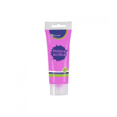 7343-BOTE PINTURA ACRILICA 75 ML ROSA CON GLITTER BISMARK 328671