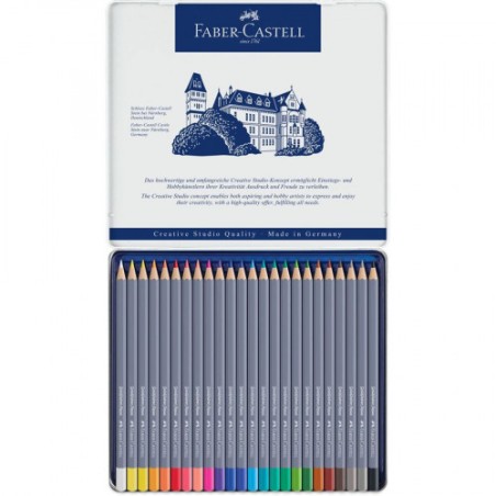 7539-ESTUCHE DE METAL CON 24 LAPICES DE COLORES ACUARELABLES GOLDFABER. FABER CASTELL 114624