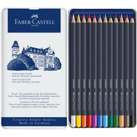 7545-ESTUCHE DE METAL CON 12 LAPICES DE COLORES GOLDFABER. FABER CASTELL 114712