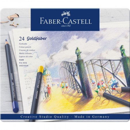 7546-ESTUCHE DE METAL CON 24 LAPICES DE COLORES GOLDFABER. FABER CASTELL 114724