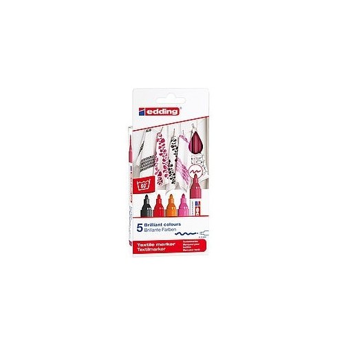7554-PACK 5 MARCADORES TEXTILES. COLORES CALIDOS. EDDING 4500-5-S-999