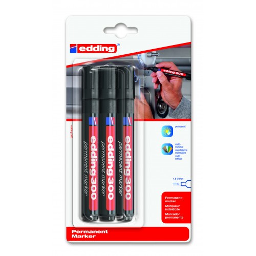 BLISTER 3 MARCADORES EDDING 300. COLOR: NEGRO. EDDING E-300-3-01