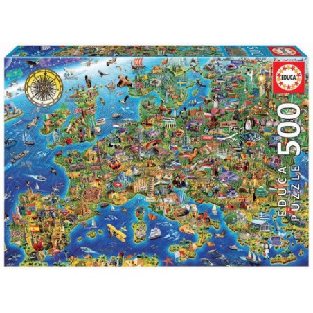 7588-Educa Crazy European Map Puzzle rompecabezas 500 pieza(s)
