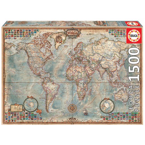 7607-Educa Political Map of The World Puzzle rompecabezas 1500 pieza(s)