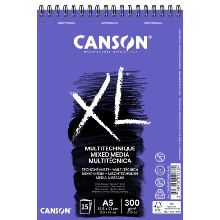 7740-Canson XL Mix Media Bloc de hojas de papel para bellas artes 15 hojas