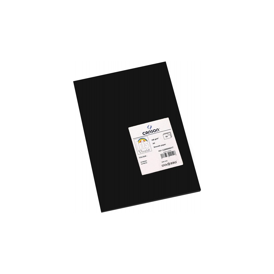 7766-PACK 50 HOJAS CARTULINA IRIS A3 185G NEGRO CANSON C200040217