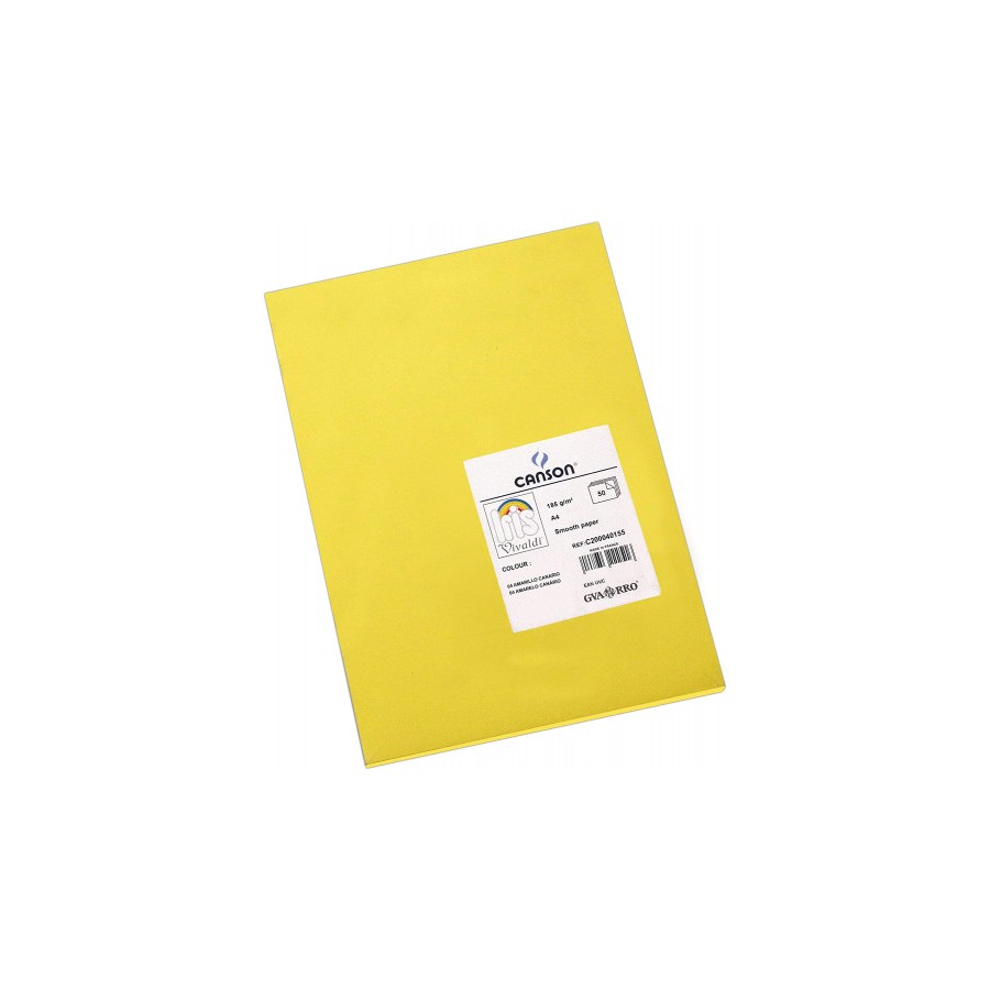 7769-PACK 50 HOJAS CARTULINA IRIS A4 185G AMARILLO CANARIO CANSON C200040155