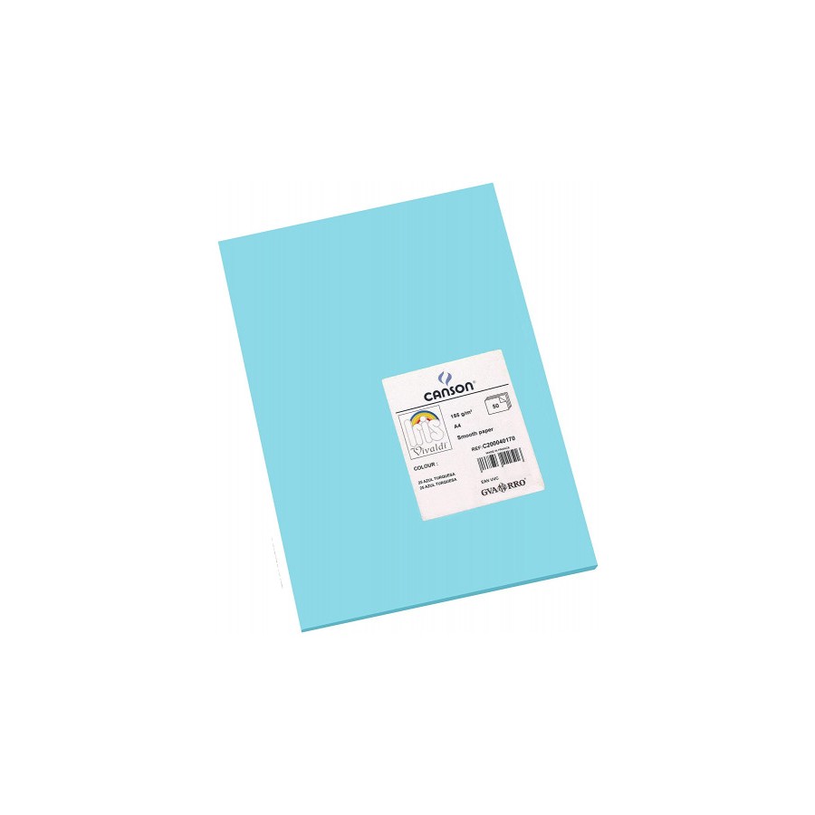 7773-PACK 50 HOJAS CARTULINA IRIS A4 185G AZUL TURQUESA CANSON C200040170