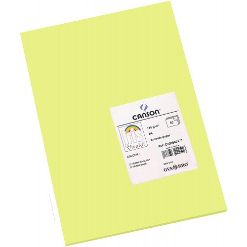 7777-PACK 50 HOJAS CARTULINA IRIS A4 185G VERDE MANZANA CANSON C200040171
