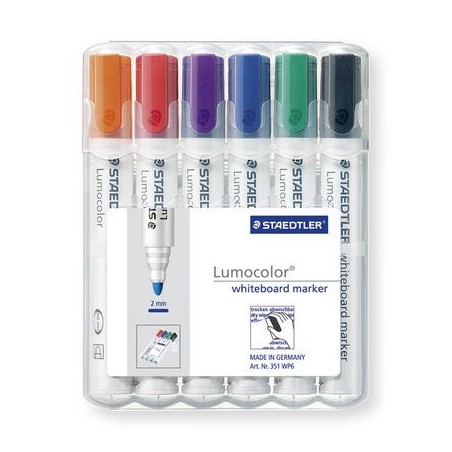 7866-ESTUCHE 6 PZAS LUMOCOLOR WHITEBOARD MARKER 351, SURT. STAEDTLER 351 WP6