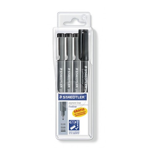 7878-ESTUCHE 3 CALIBRADOS PIGMENT LINER 308, + REGALO PORTAMINAS STAEDTLER 308 S1WP3