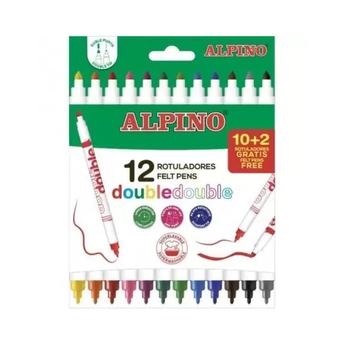 7955-CAJA 10+2 ROTULADORES DE COLORES DOBLE PUNTA ALPINO AR002013N