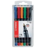 798-ESTUCHE 6 MARCADORES PERMANENTE P.FINA SURTIDO OHPEN UNIVERSAL 0,7MM. STABILO 842/6