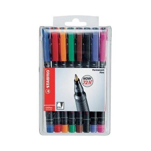 799-ESTUCHE 8 MARCADORES PERMANENTE P.FINA SURTIDO OHPEN UNIVERSAL 0,7MM. STABILO 842/8