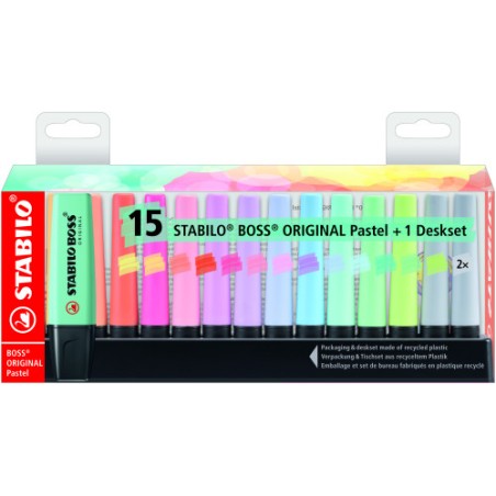 8100-ESTUCHE DESKJET 15 BOSS COLORES PASTEL SURTIDOS STABILO 7015-02-5