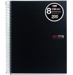 8176-CUADERNO ESPIRAL NB-8 A4 200 HOJAS 5X5MM POLIPROPILENO NEGRO MIQUELRIUS 42006