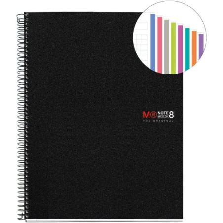 8177-CUADERNO ESPIRAL NB-8 A4 200 HOJAS 5X5MM POLIPROPILENO NEGRO MIQUELRIUS 42006