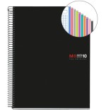 8182-CUADERNO ESPIRAL NB-10 A4 200 HOJAS 5X5MM POLIPROPILENO NEGRO MIQUELRIUS 47009