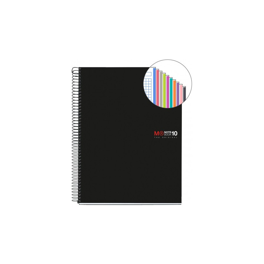8183-CUADERNO ESPIRAL NB-18 A5 200 HOJAS 5X5MM POLIPROPILENO NEGRO MIQUELRIUS 47044