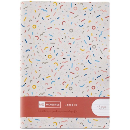 8206-CUADERNO GRAPADO 4o 32HOJAS PAUTA 4MM MR CON EJERCICIOS RUBIO MIQUELRIUS 8142