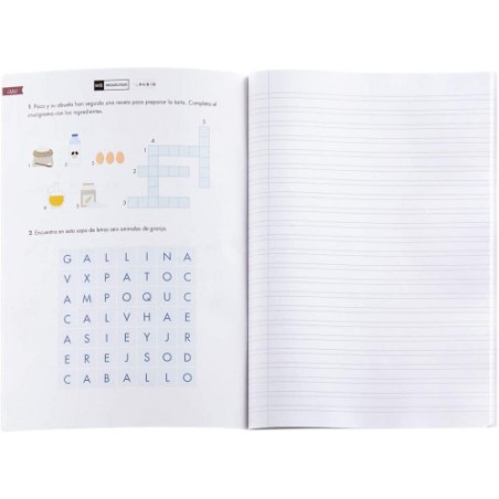 8225-CUADERNO GRAPADO A4 50HOJAS PAUTA 3MM MR CON EJERCICIOS RUBIO MIQUELRIUS 8145.