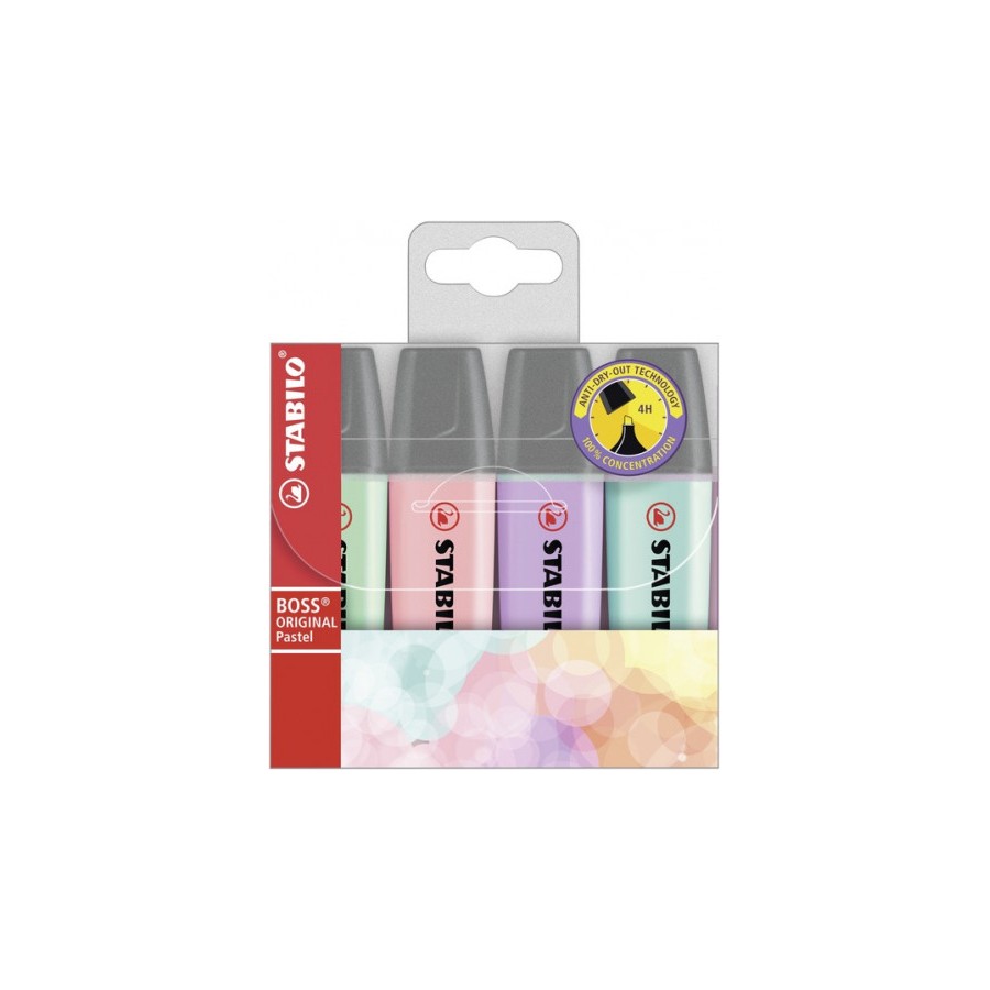 839-ESTUCHE 4 MARCADORES FLUORESCENTE BOSS PASTEL TRAZO 2/5MM. SURTIDO STABILO 70/4-2