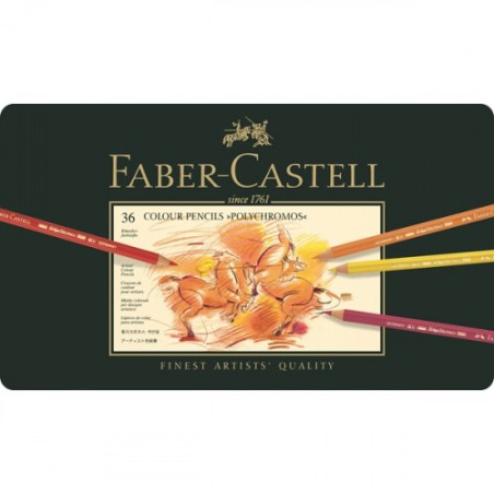 8442-ESTUCHE DE METAL POLYCHROMOS CON 36 LAPICES DE COLORES SURTIDOS FABER CASTELL 110036