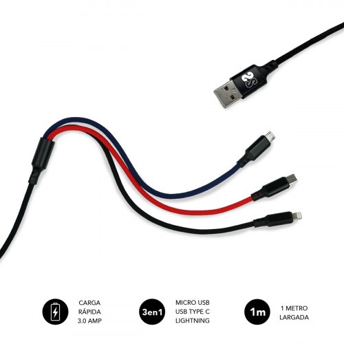 8483-SUBBLIM Cable Premium 3in1 3.0 (Micro USB+Type C+Lightning)