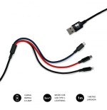 8483-SUBBLIM Cable Premium 3in1 3.0 (Micro USB+Type C+Lightning)