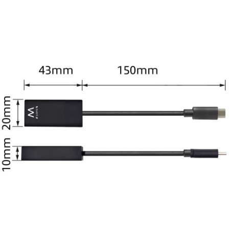 8519-Ewent EW9823 adaptador de cable de video 0,15 m USB Tipo C HDMI tipo A (Estandar) Negro