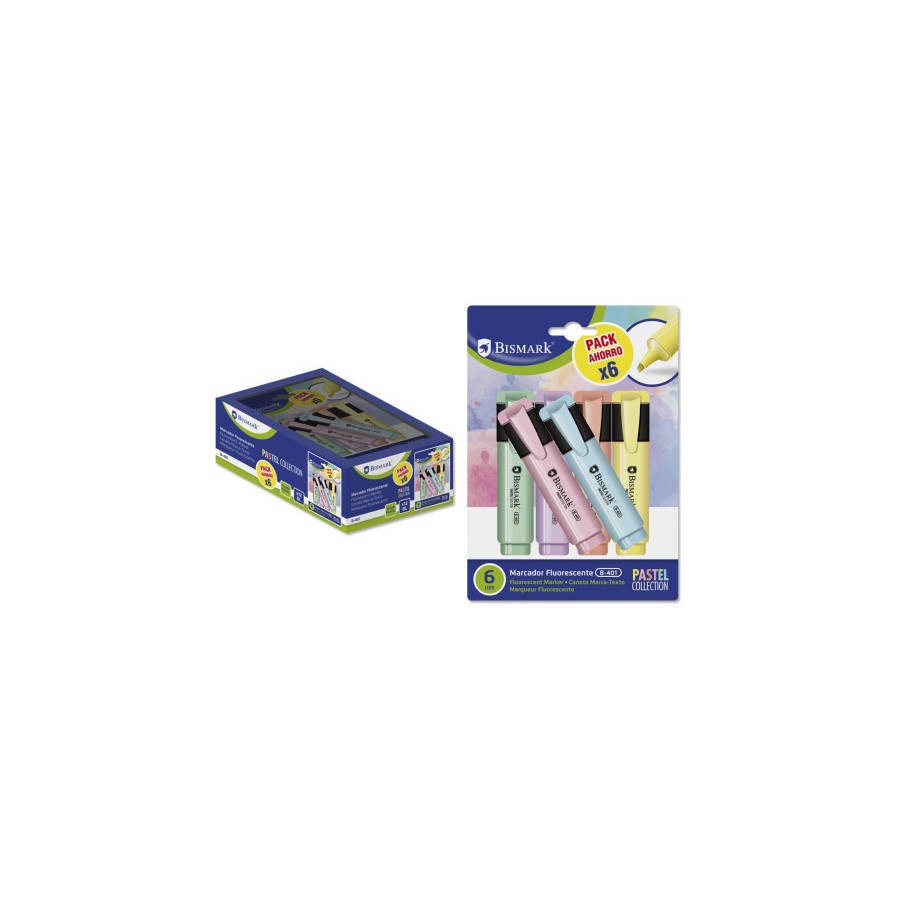 8655-Bismark Rotulador Fluorescente Pastel Blister 6 Uds