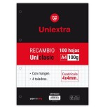 8730-RECAMBIO UNIEXTRA A4 UNICLASIC 100 HOJAS 100G 4X4 C/M PAPYRUS 53390900