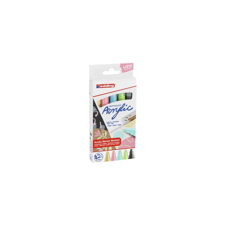 8823-PACK 5 MARCADORES ACRILICOS TRAZO 2-3 MM. PASTEL. COLORES: 935, 926, 915, 917 Y 916. EDDING 5100-5-S-099