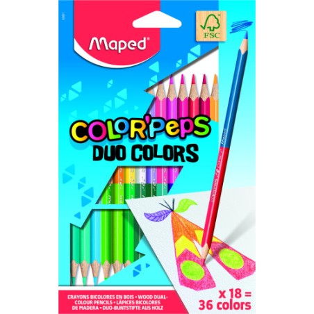 8826-ESTUCHE 18  LAPICES DE COLORES COLOR´PEPS DUO. BICOLOR MAPED 829601FC