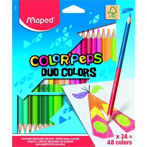 8827-ESTUCHE 24 LAPICES DE COLORES COLOR´PEPS DUO. BICOLOR MAPED 829602FC