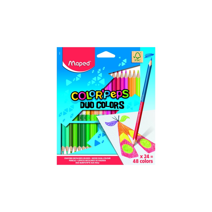 8827-ESTUCHE 24 LAPICES DE COLORES COLOR´PEPS DUO. BICOLOR MAPED 829602FC