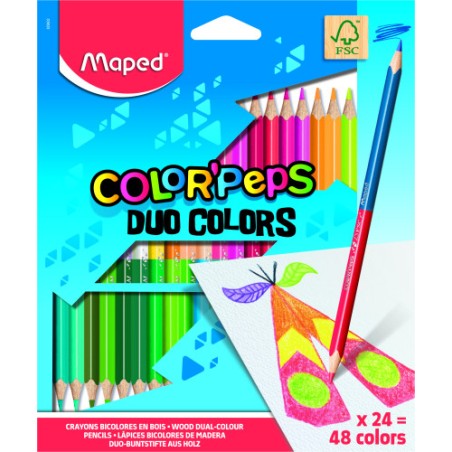 8827-ESTUCHE 24 LAPICES DE COLORES COLOR´PEPS DUO. BICOLOR MAPED 829602FC