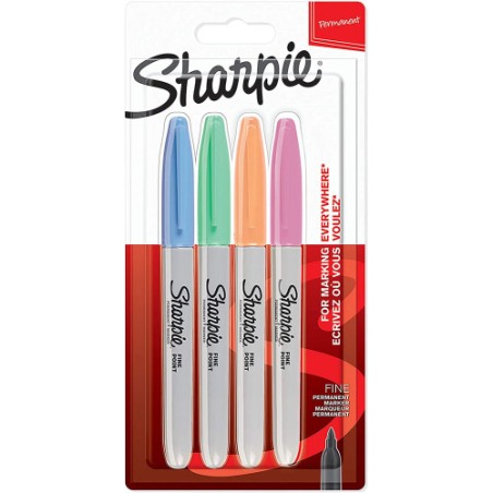 8879-Sharpie 2065402 marcador permanente Fibre tip Azul, Verde, Naranja, Rosa 4 pieza(s)