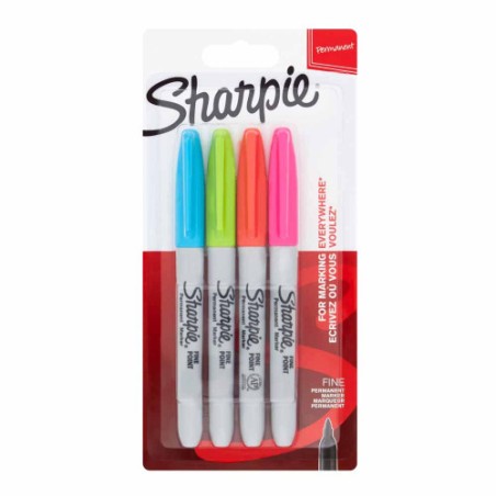 8880-Sharpie 2065403 marcador permanente Fibre tip Azul, Verde, Naranja, Rosa 4 pieza(s)
