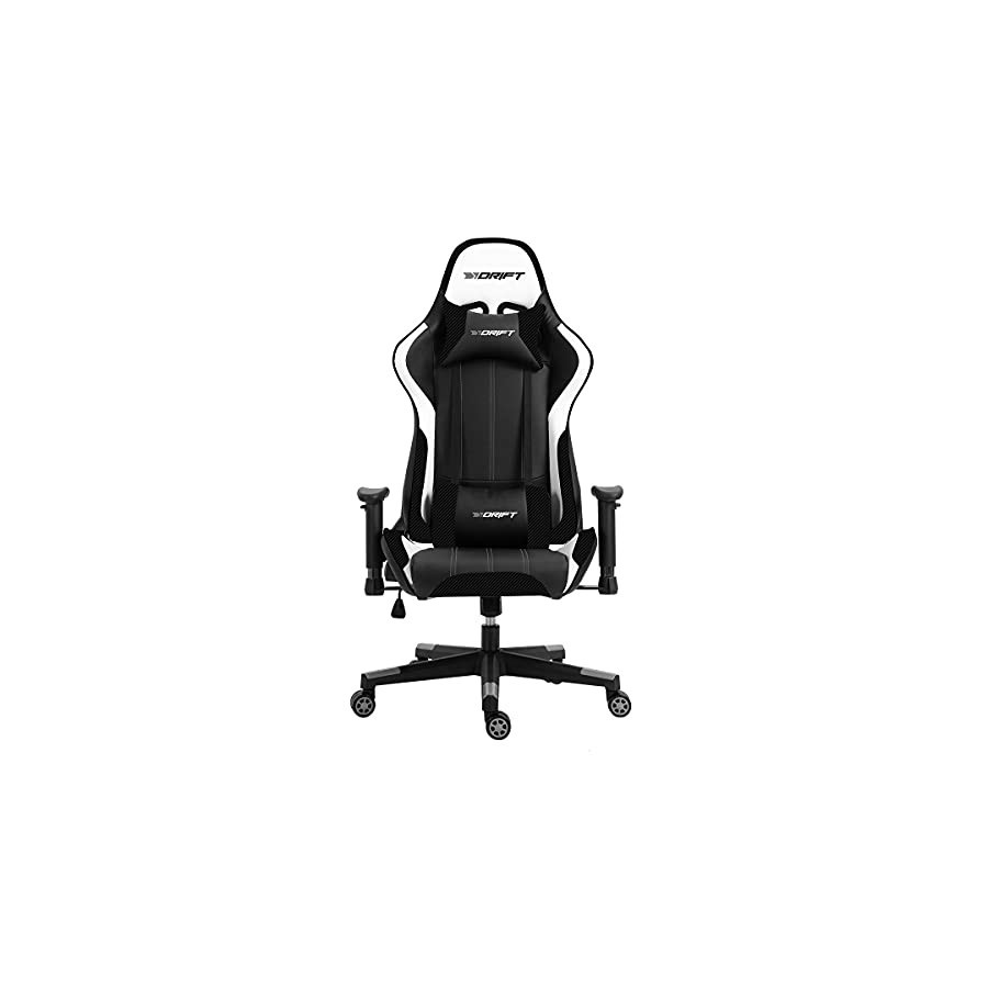 DRIFT DR175 Silla para videojuegos universal Asiento acolchado Negro, Blanco